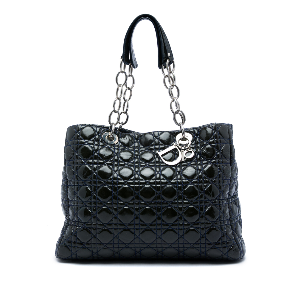 Pre-Loved Dior Large Patent Cannage Lady Dior Soft Shopping Tote